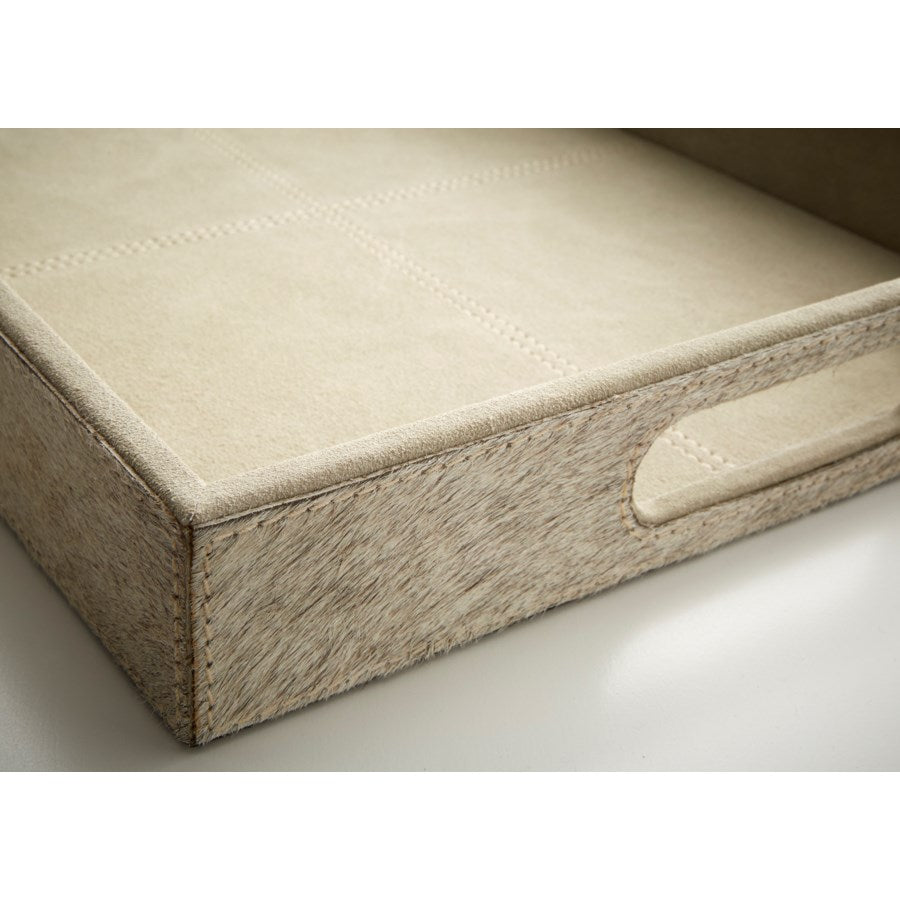 Beige suede leather tray - The Nifty Decor
