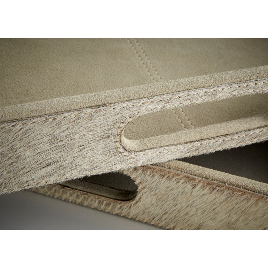 Beige suede leather tray - The Nifty Decor