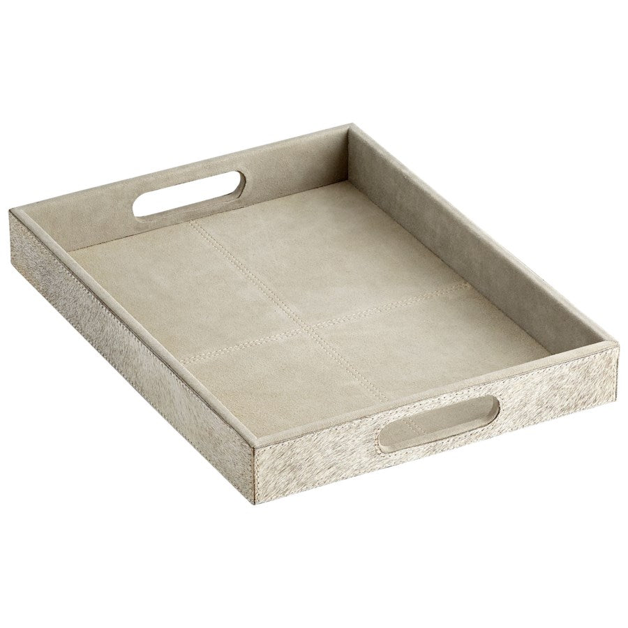 Beige suede leather tray - The Nifty Decor