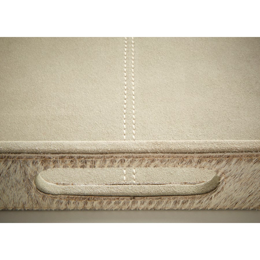 Beige suede leather tray - The Nifty Decor