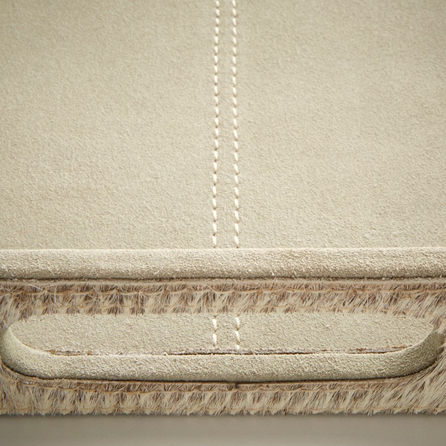 Beige suede leather tray - The Nifty Decor