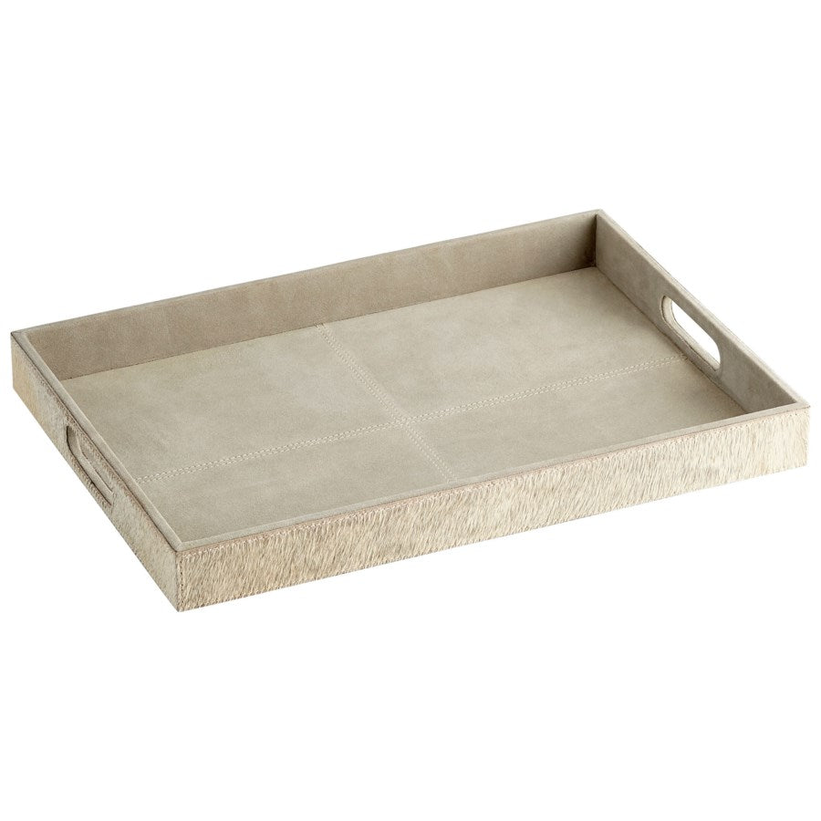 Beige suede leather tray - The Nifty Decor