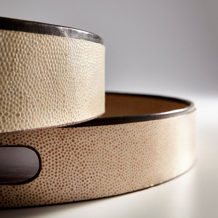 Brown and beige leather tray - The Nifty Decor