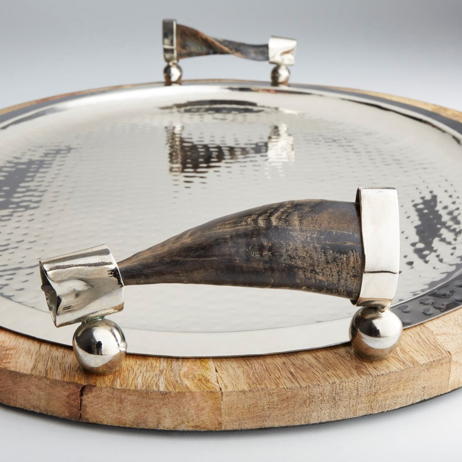 Oval shape tray with Horn handle - The Nifty Decor