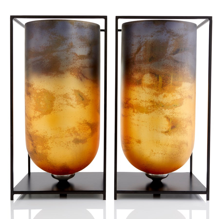 Glass Candleholder with Iron Holder - The Nifty Decor