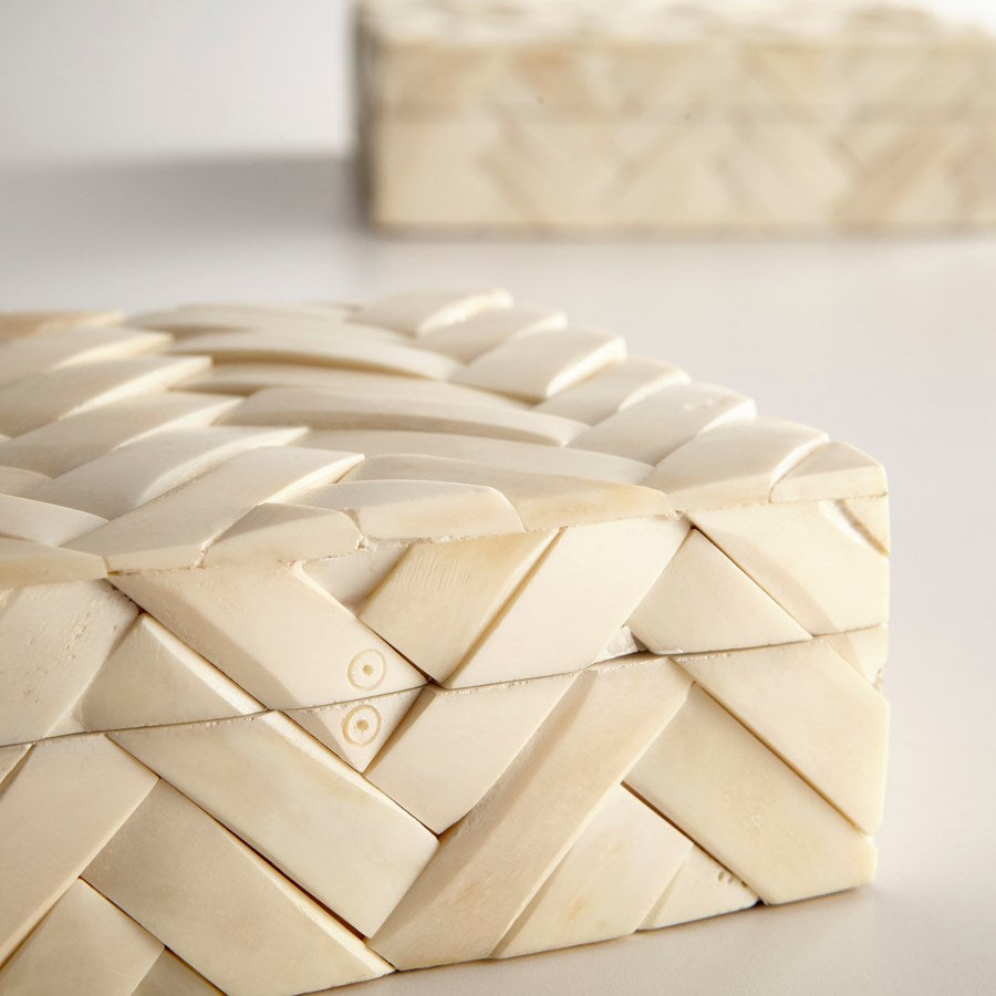 Criss cross Bone and Wood container - The Nifty Decor
