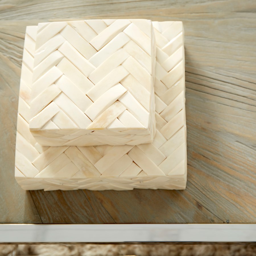 Criss cross Bone and Wood container - The Nifty Decor