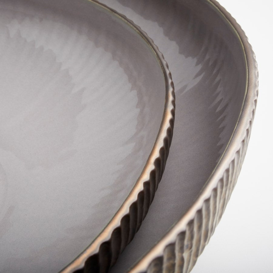 Corrugated exterior ceramic Bowl - The Nifty Decor