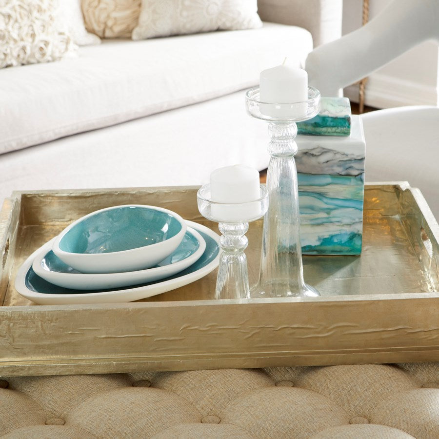White and Green oval ceramic trays - The Nifty Decor