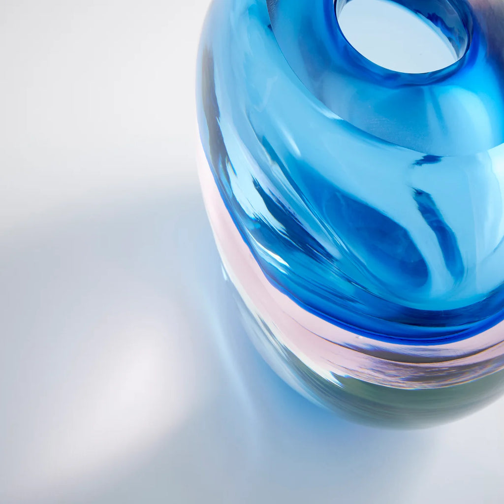 Blue Pink and White Vase - Bombay Mercantile