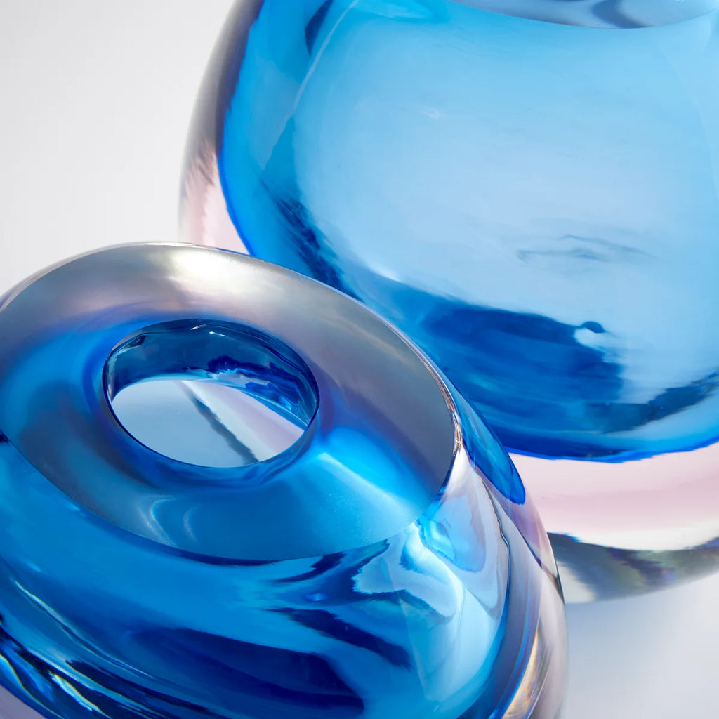 Blue Pink and White Vase - Bombay Mercantile