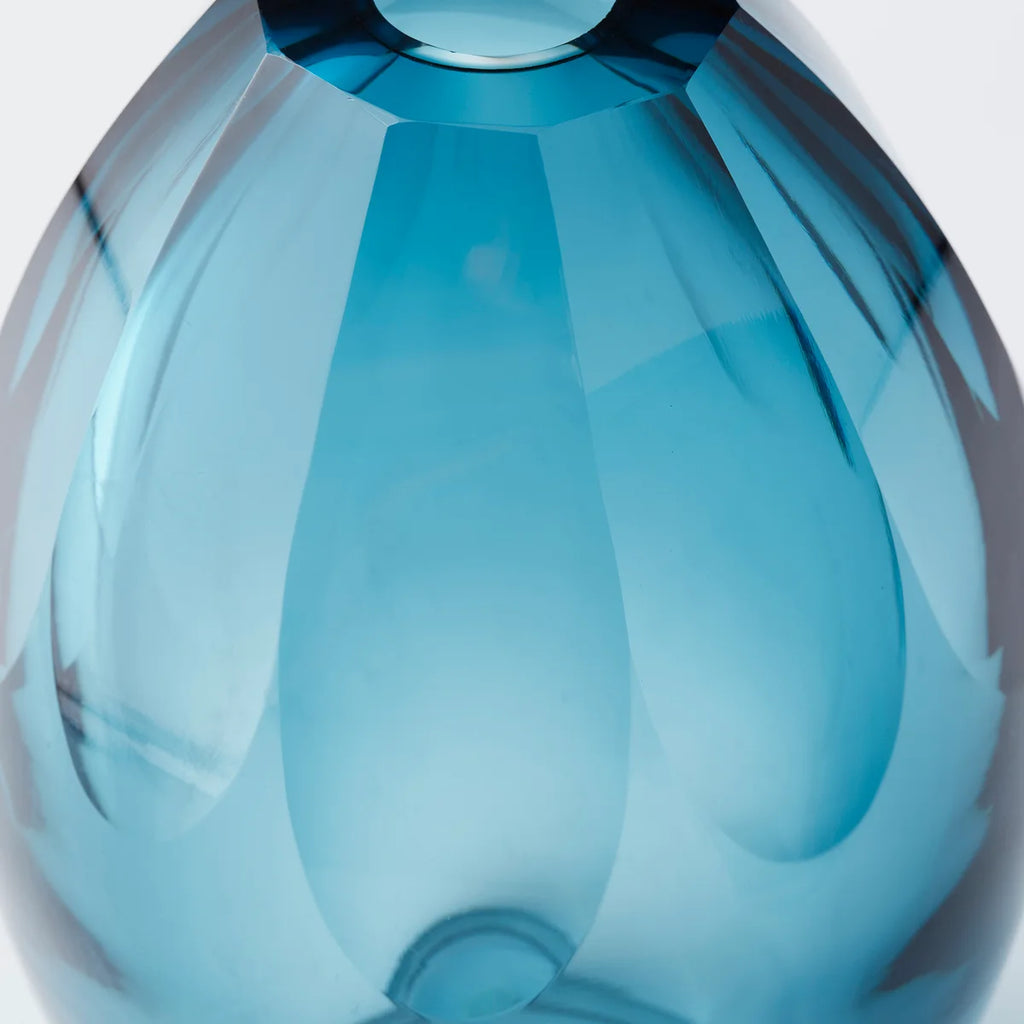 Oval Shape Blue Vase - Bombay Mercantile