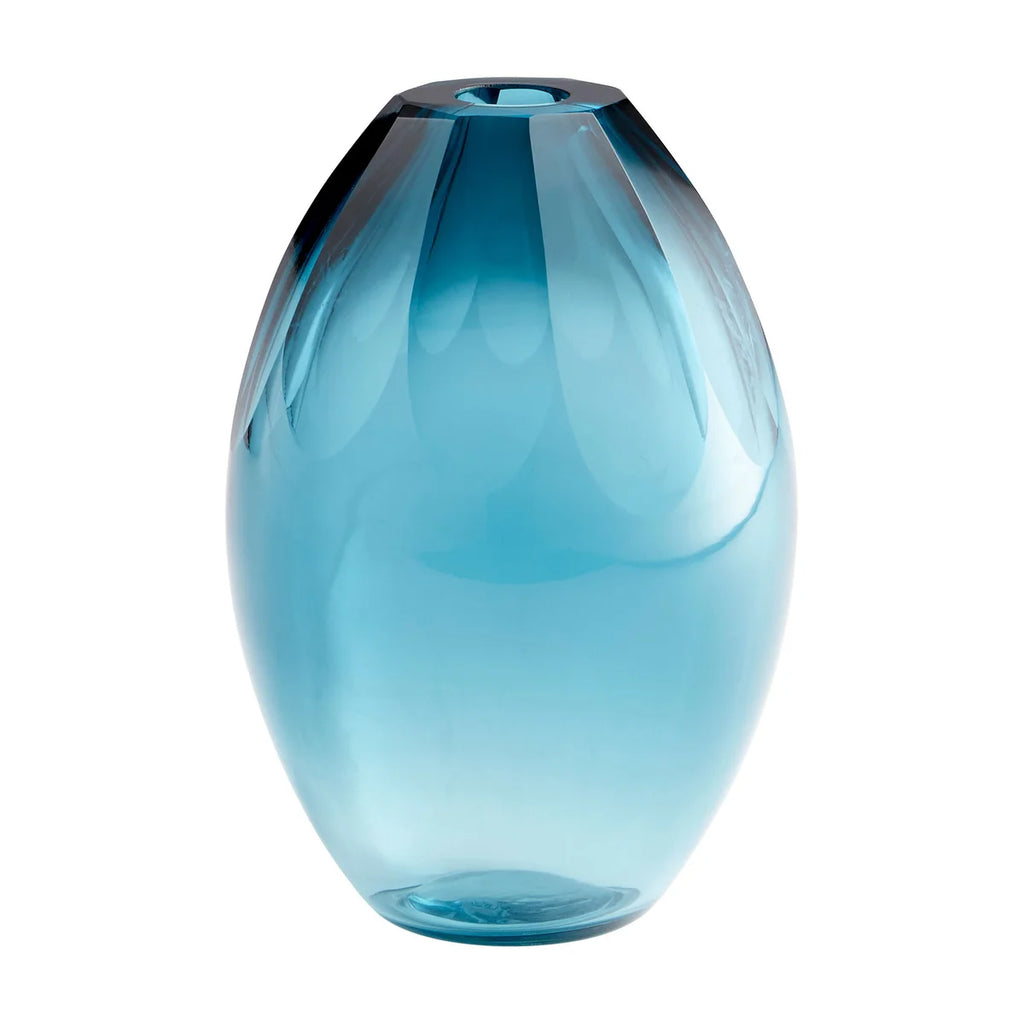 Oval Shape Blue Vase - Bombay Mercantile