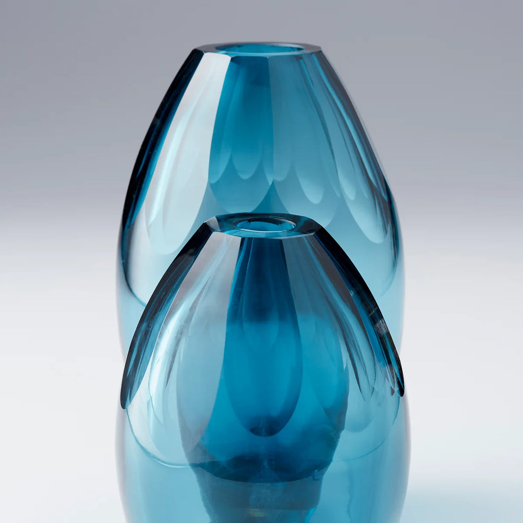 Oval Shape Blue Vase - Bombay Mercantile