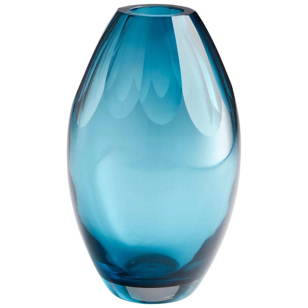 Oval Shape Blue Vase - Bombay Mercantile