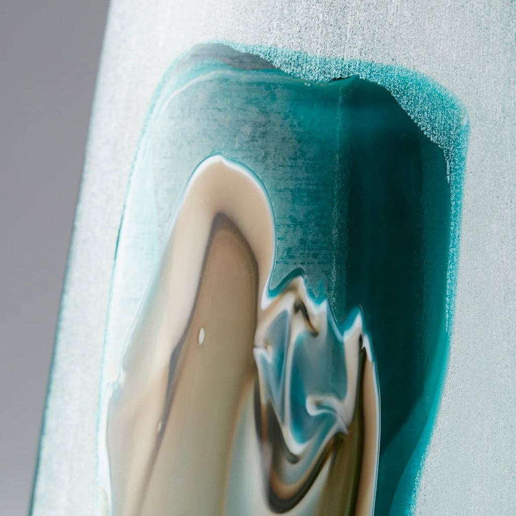 Green and White Glass Vase - Bombay Mercantile