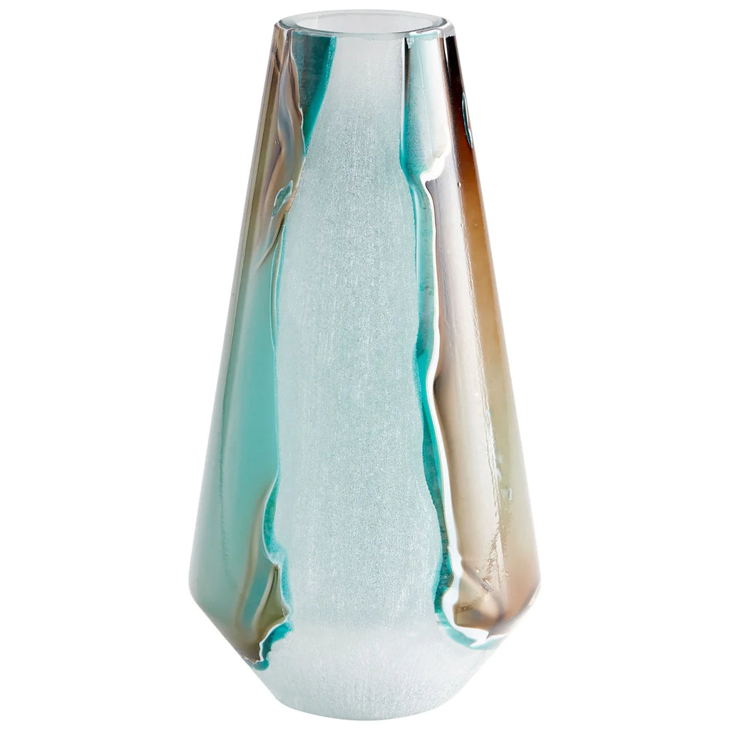 Green and White Glass Vase - Bombay Mercantile