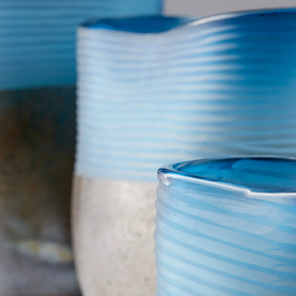 Blue Iron Glaze Glass Vase - Bombay Mercantile