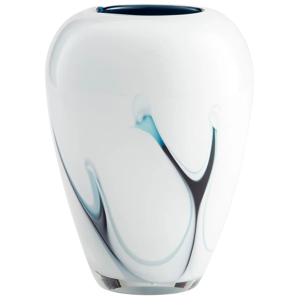 Blue and White Glass Vase - Bombay Mercantile