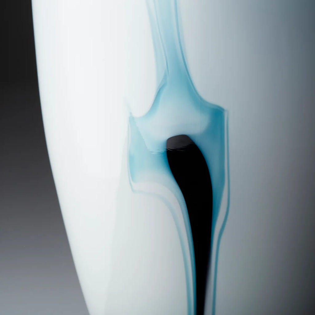 Blue and White Glass Vase - Bombay Mercantile