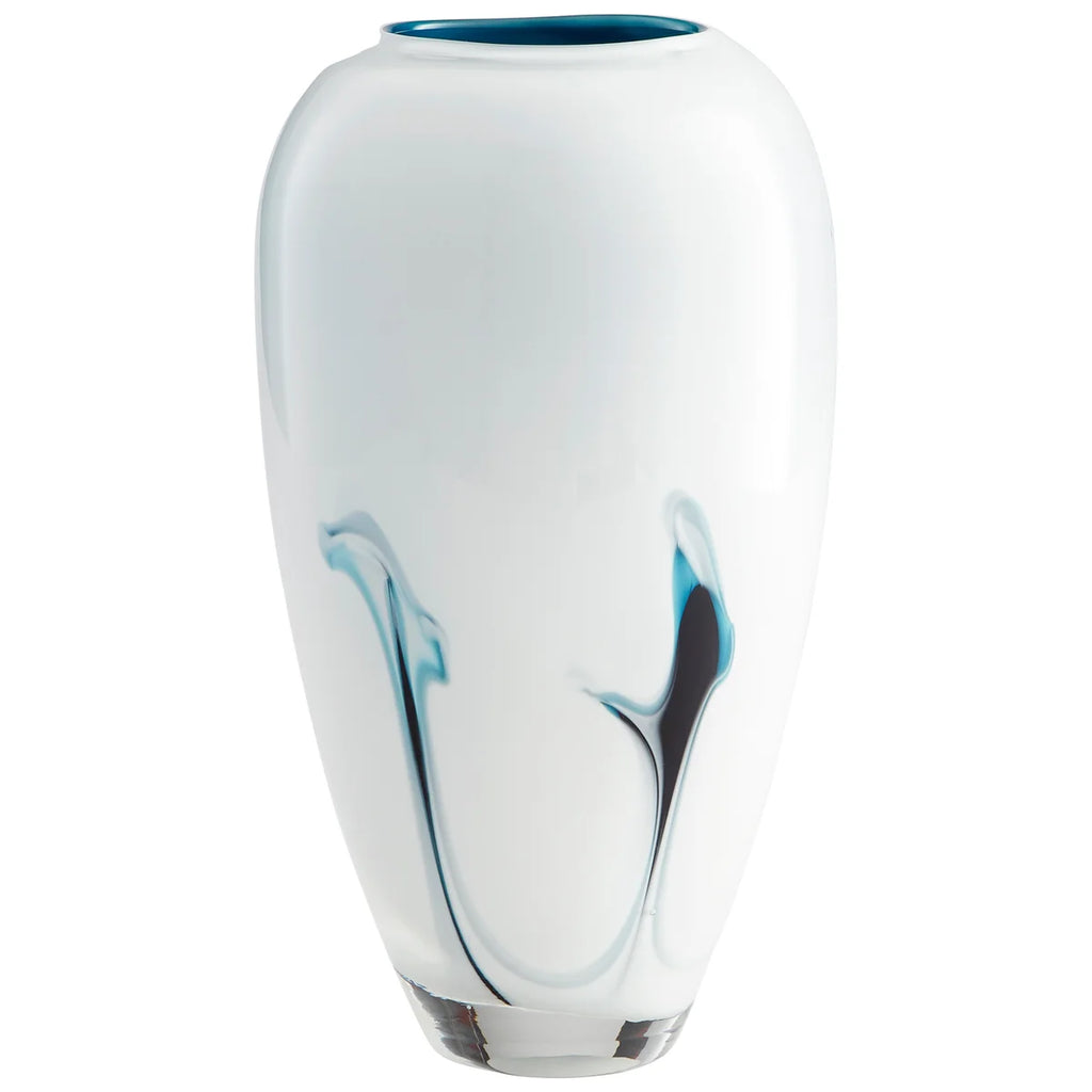 Blue and White Glass Vase - Bombay Mercantile