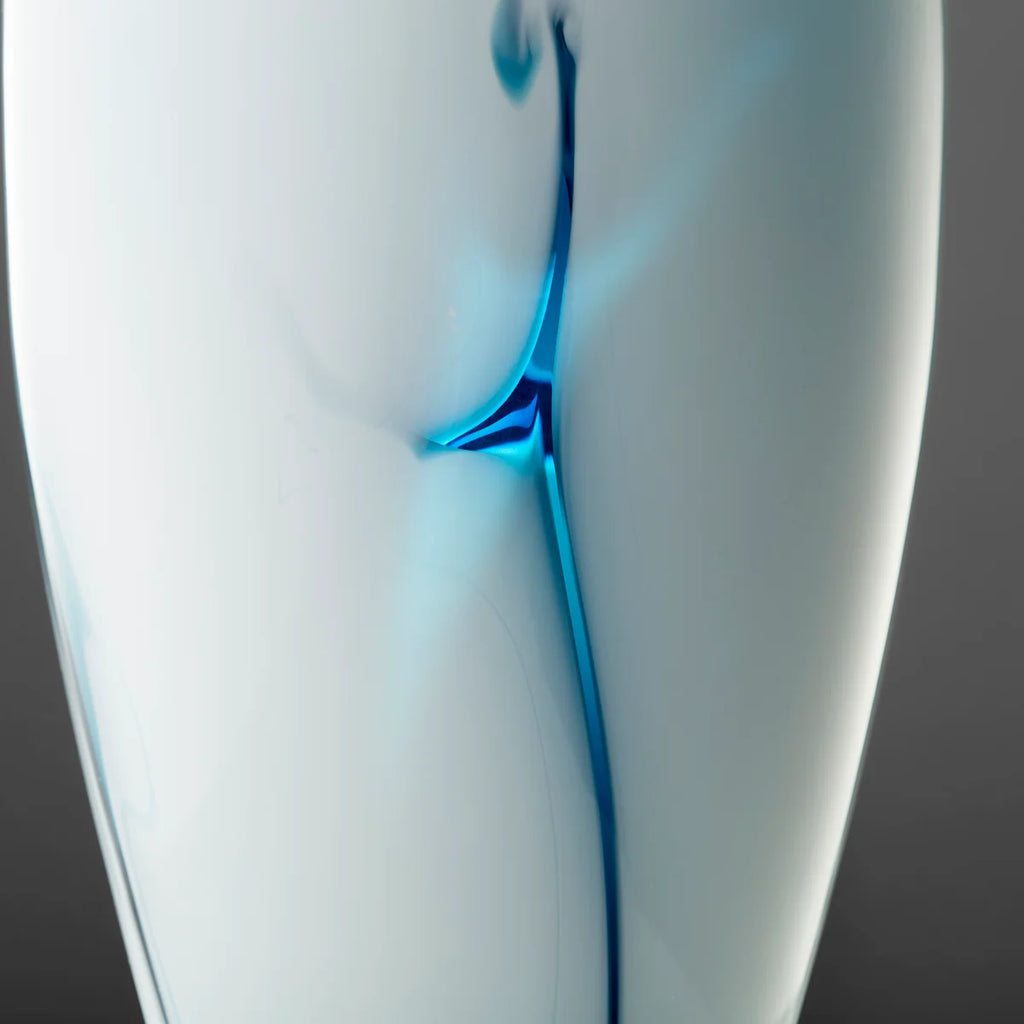 Blue and White Glass Vase - Bombay Mercantile