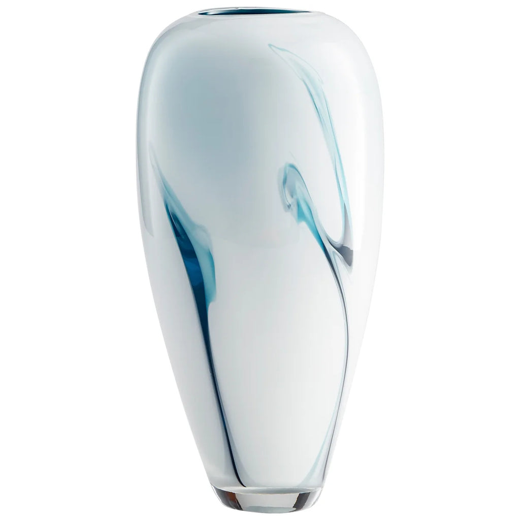 Blue and White Glass Vase - Bombay Mercantile