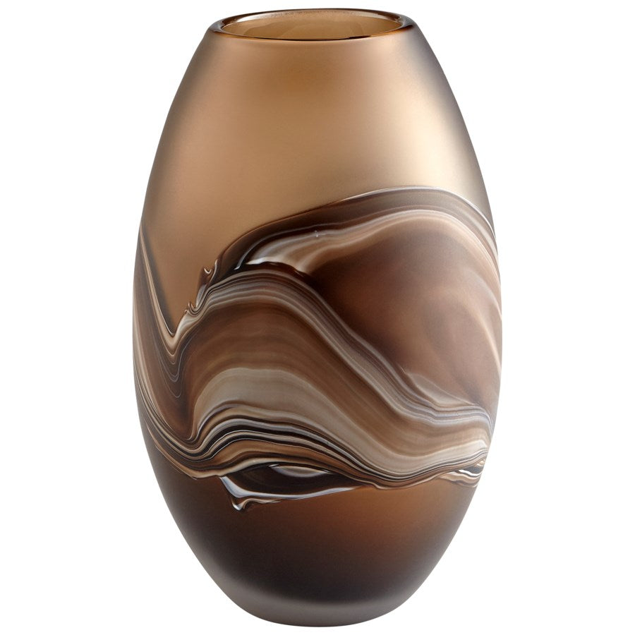 Brown Amber Swirl Glass Vase - The Nifty Decor