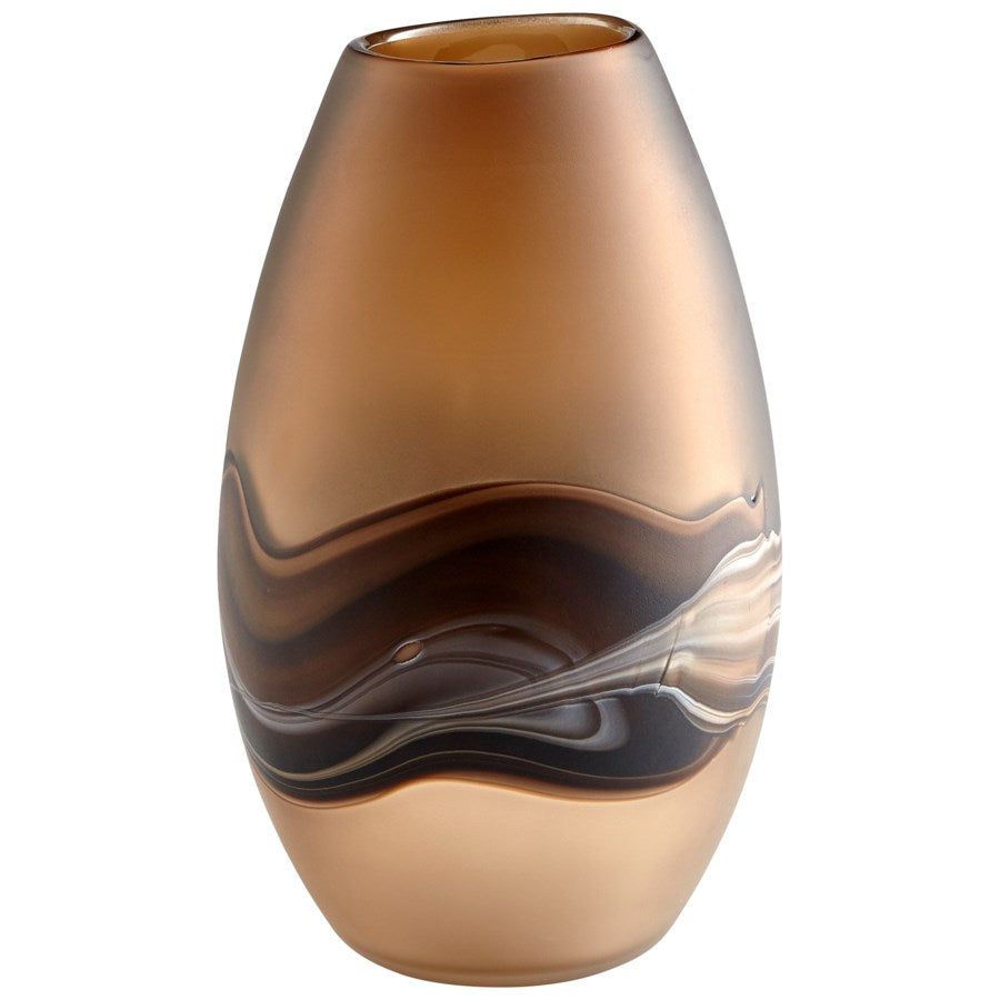 Brown Amber Swirl Glass Vase - The Nifty Decor