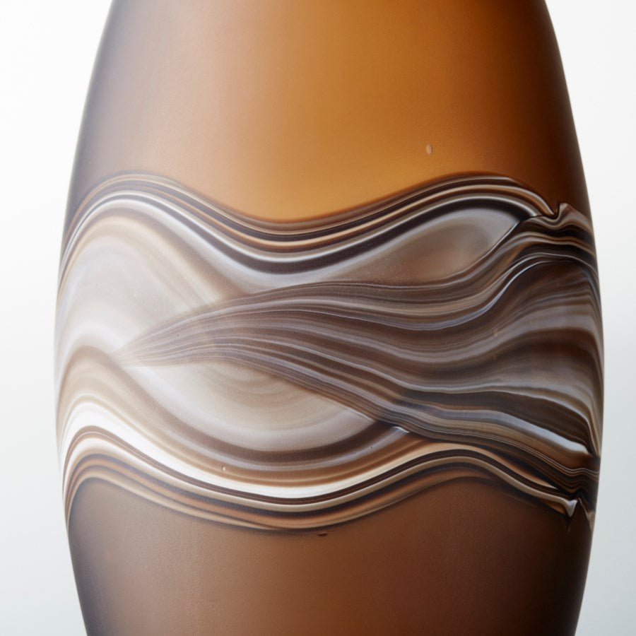 Brown Amber Swirl Glass Vase - The Nifty Decor