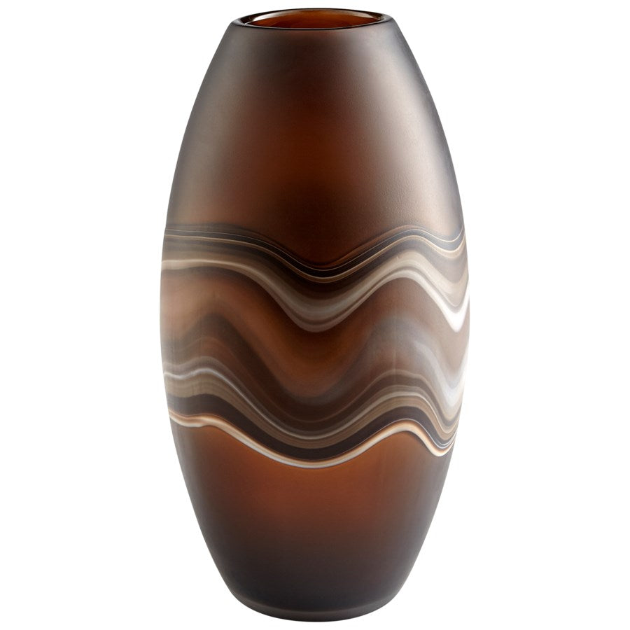 Brown Amber Swirl Glass Vase - The Nifty Decor