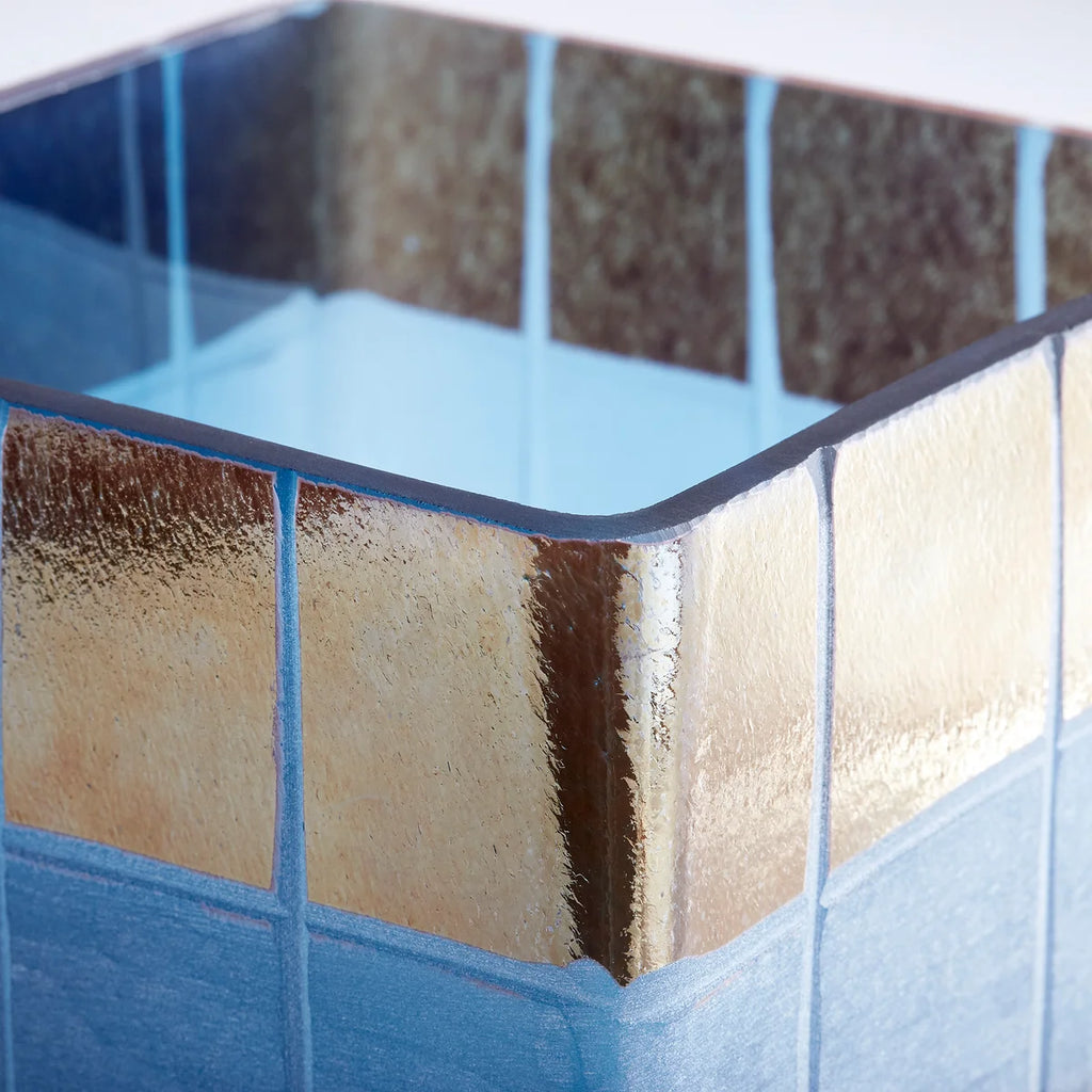 Irridescent Gold and Blue Glass Vase - Bombay Mercantile