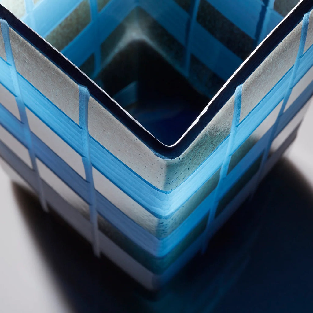 Irridescent Gold and Blue Glass Vase - Bombay Mercantile