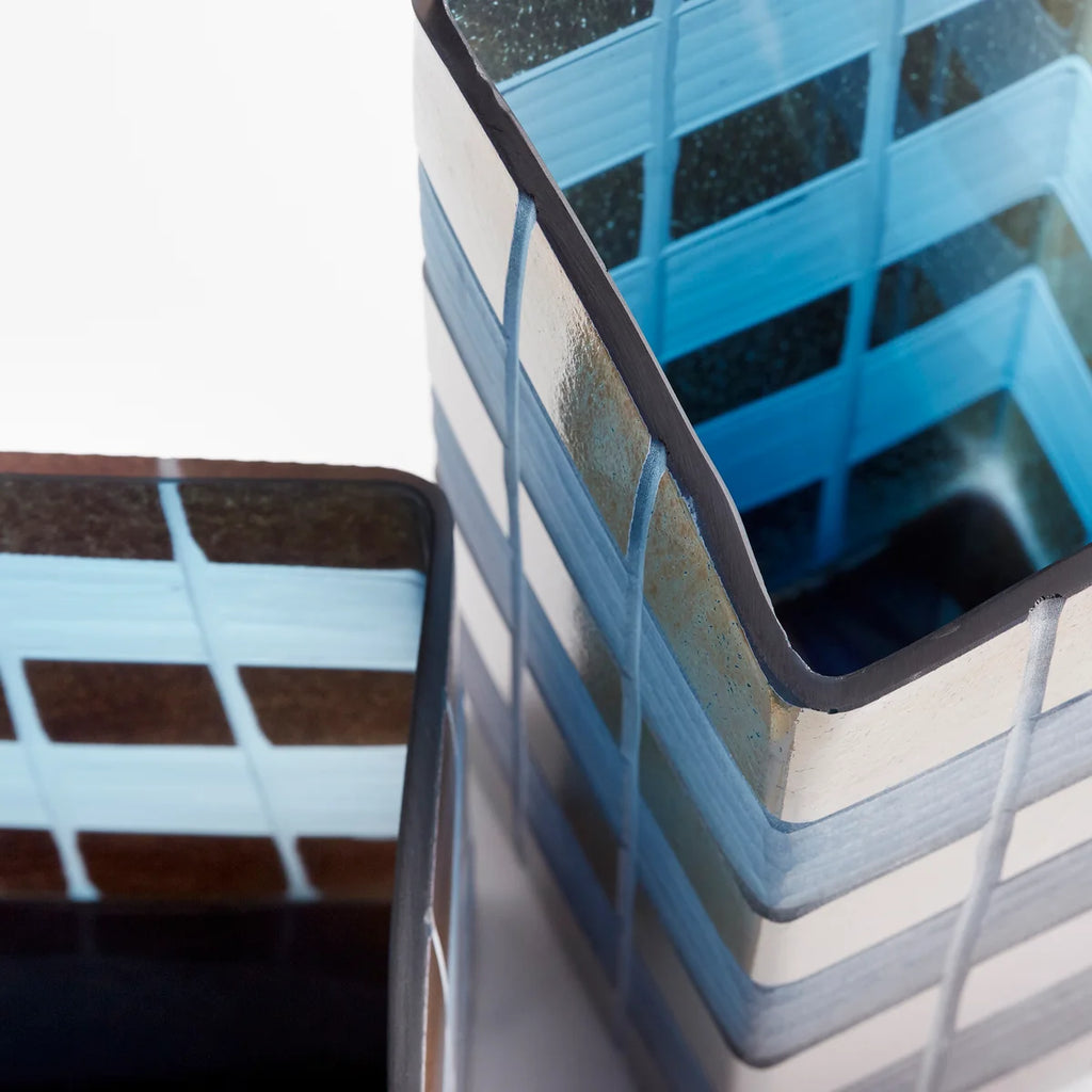 Irridescent Gold and Blue Glass Vase - Bombay Mercantile