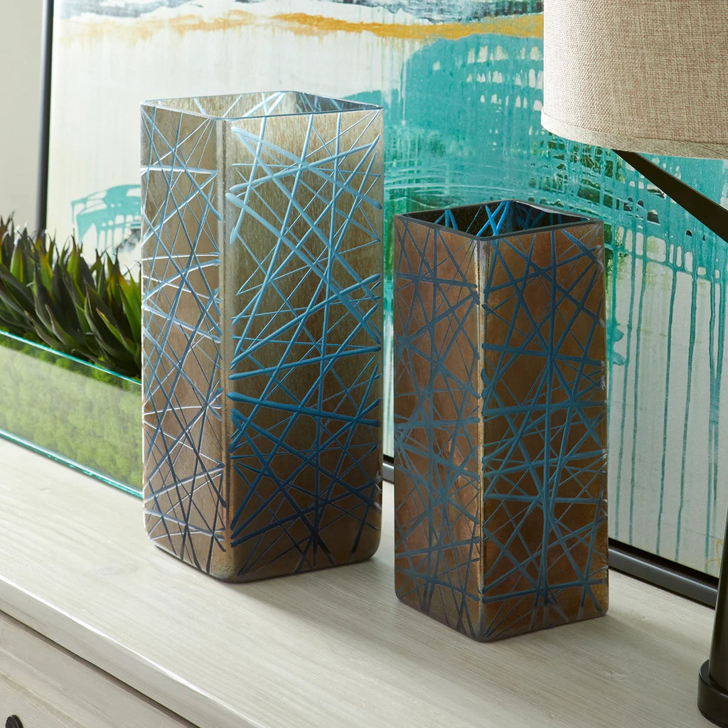 Irridescent Gold Glass Vase - Bombay Mercantile