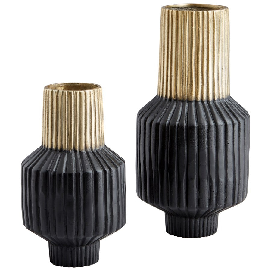 Ribbed Black and Gold Vase - The Nifty Decor