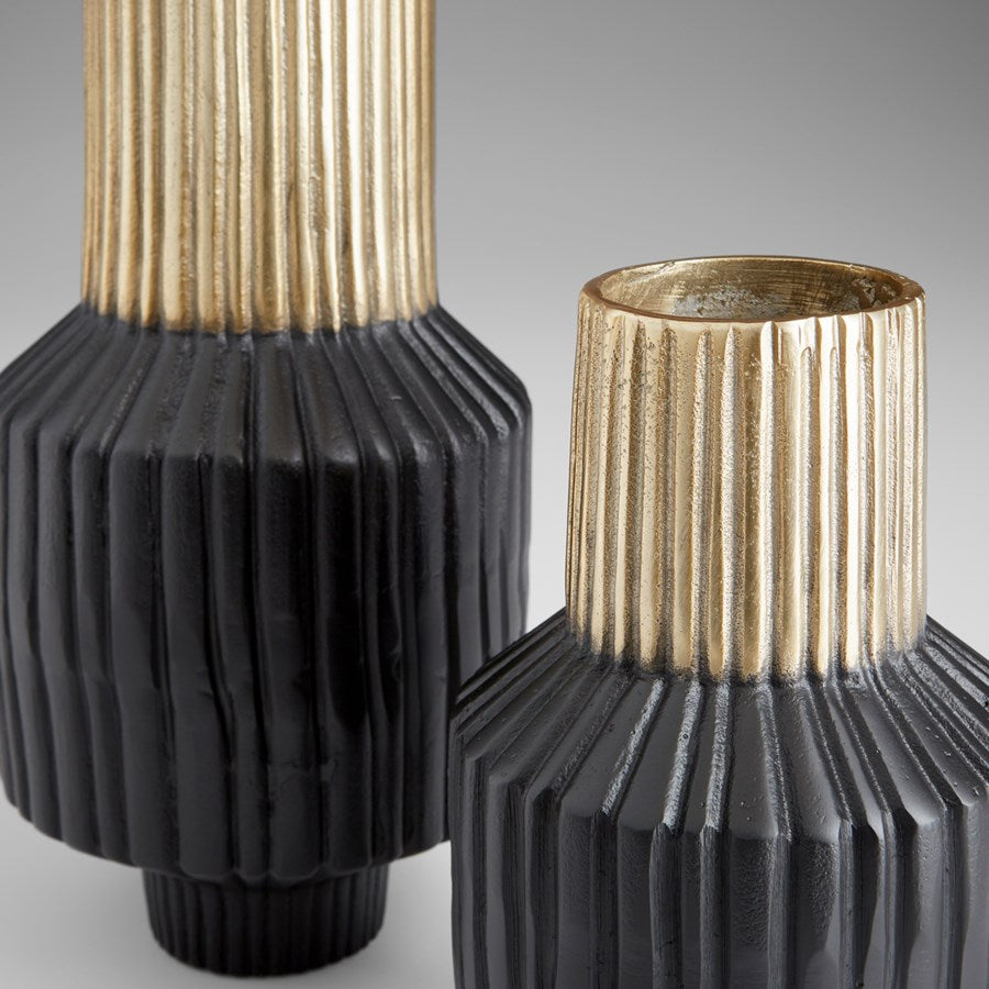 Ribbed Black and Gold Vase - The Nifty Decor