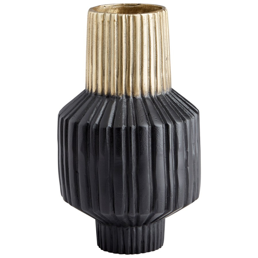 Ribbed Black and Gold Vase - The Nifty Decor