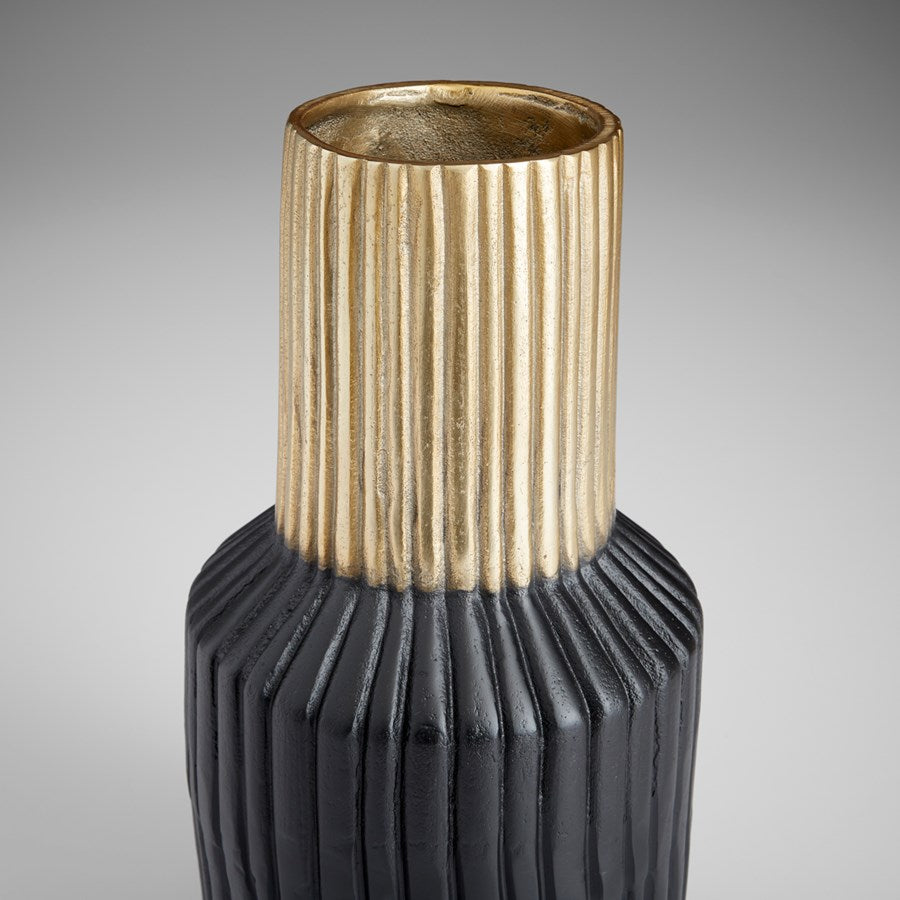 Ribbed Black and Gold Vase - The Nifty Decor