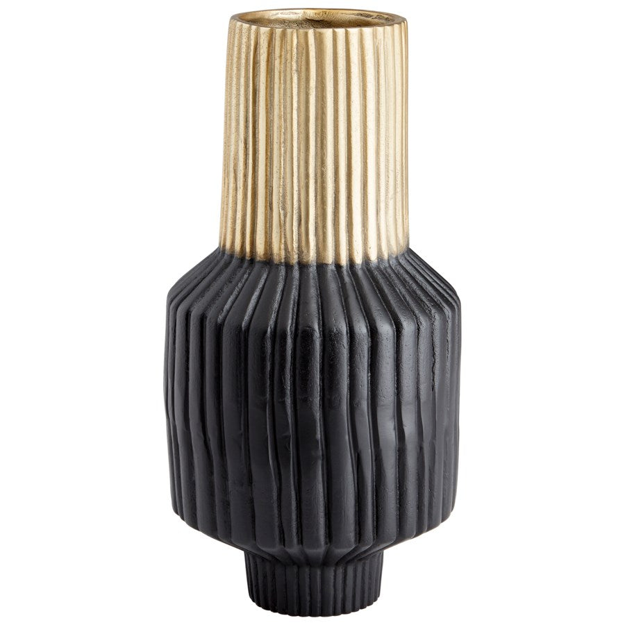 Ribbed Black and Gold Vase - The Nifty Decor