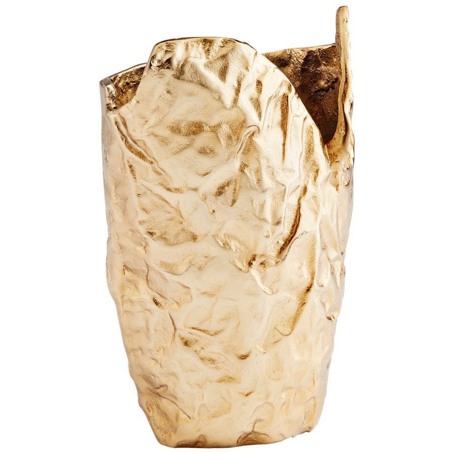 Hammered metal Golden Vase - The Nifty Decor