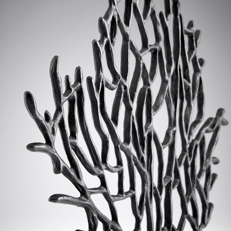 Black finish coral fan sculpture - The Nifty Decor