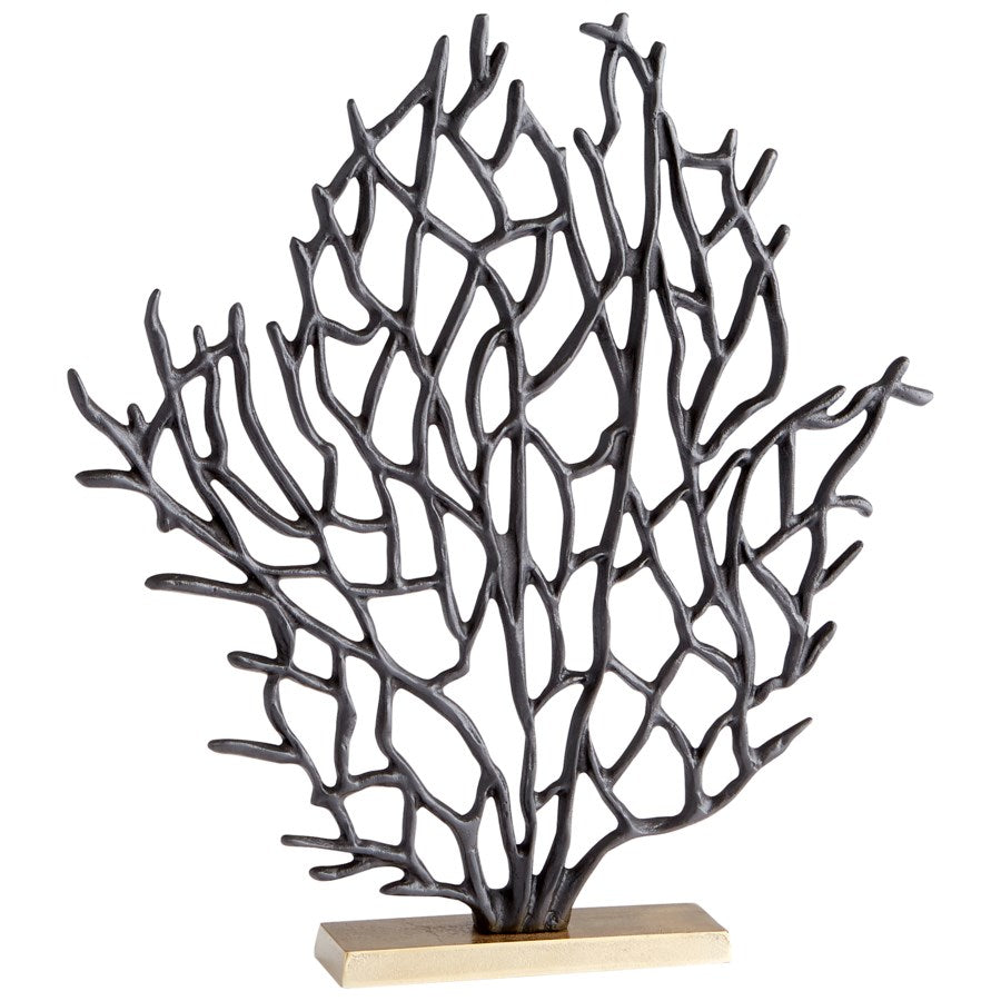 Black finish coral fan sculpture - The Nifty Decor