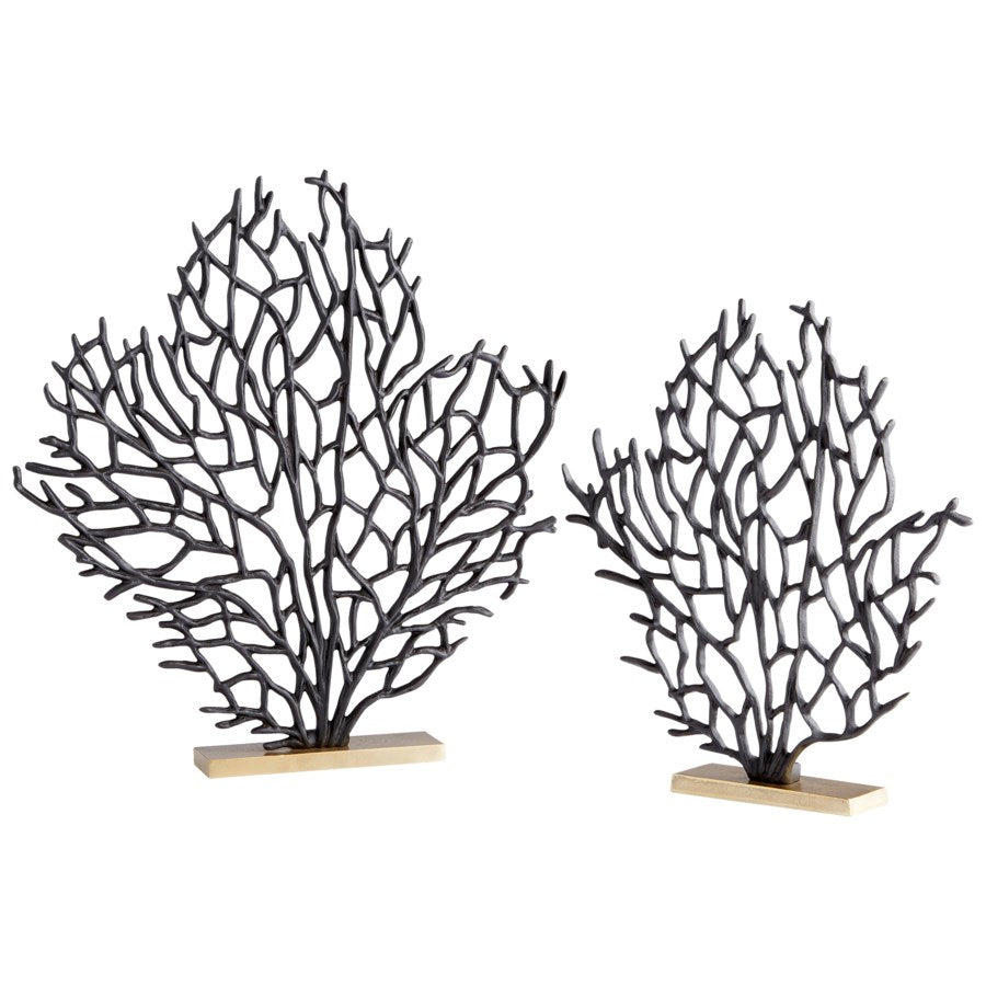 Black finish coral fan sculpture - The Nifty Decor