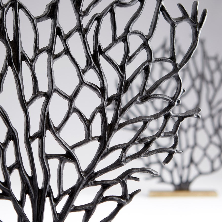 Black finish coral fan sculpture - The Nifty Decor
