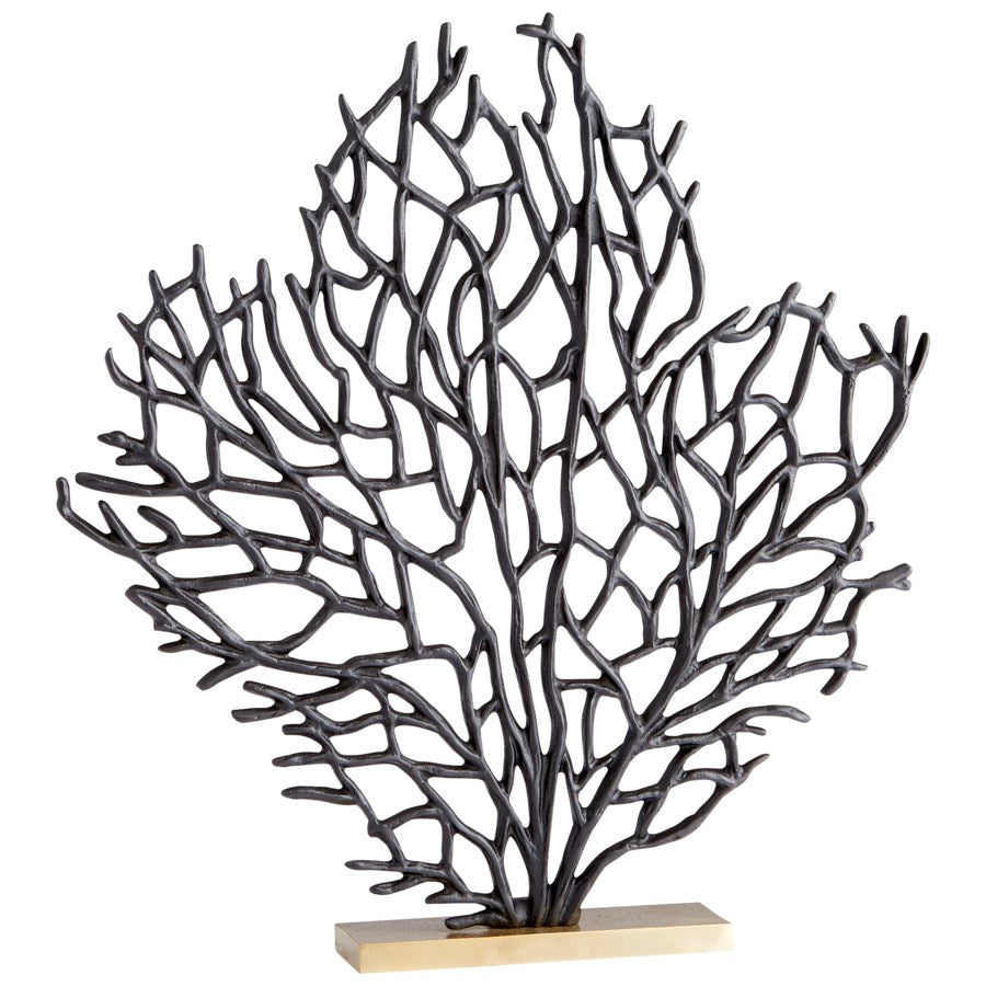 Black finish coral fan sculpture - The Nifty Decor
