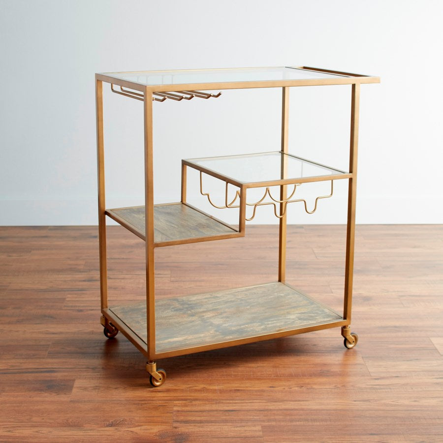 Antique Brass finish bar cart - The Nifty Decor