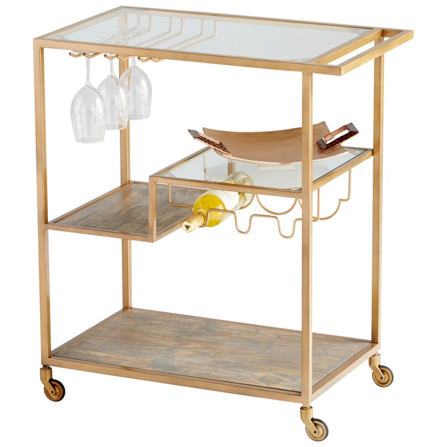 Antique Brass finish bar cart - The Nifty Decor