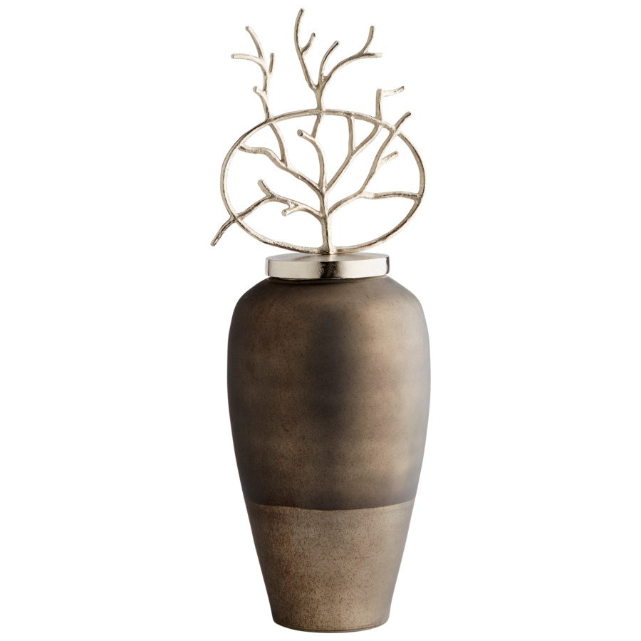 Urn with oval shape circle lid - The Nifty Decor