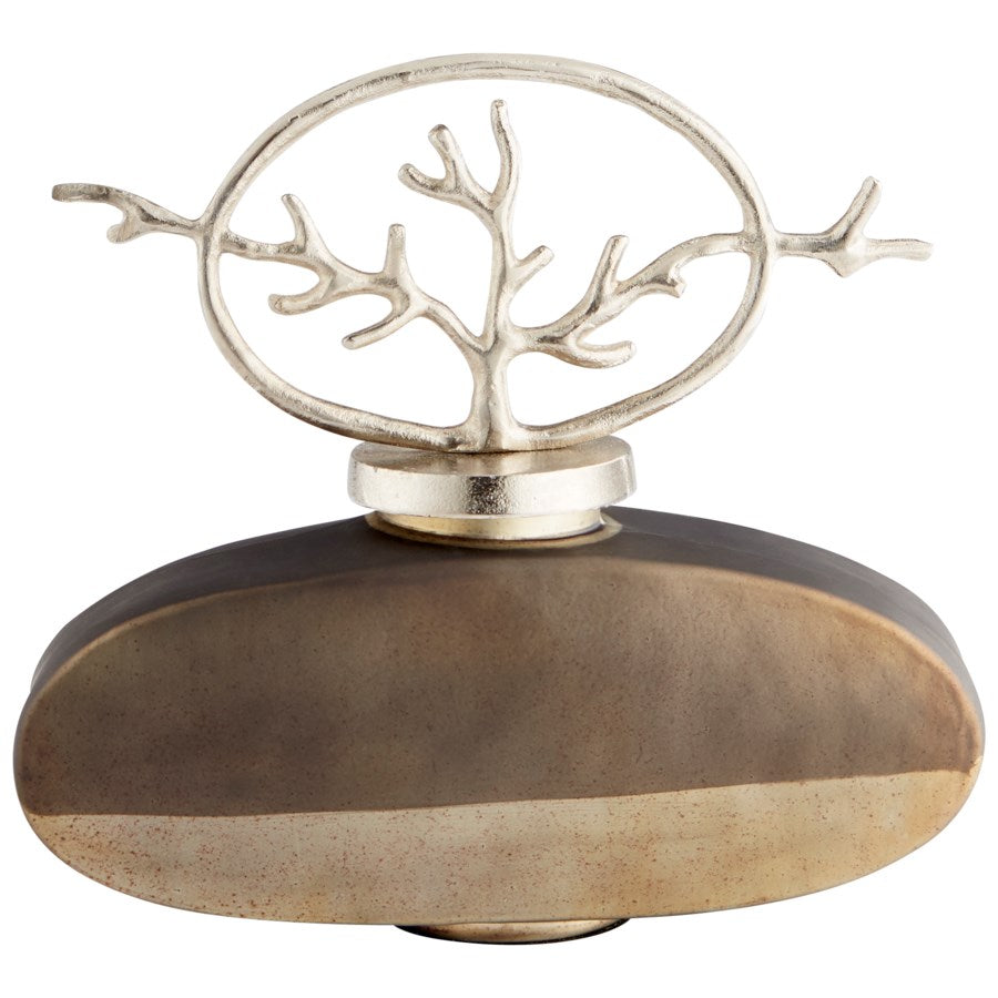 Urn with oval shape circle lid - The Nifty Decor